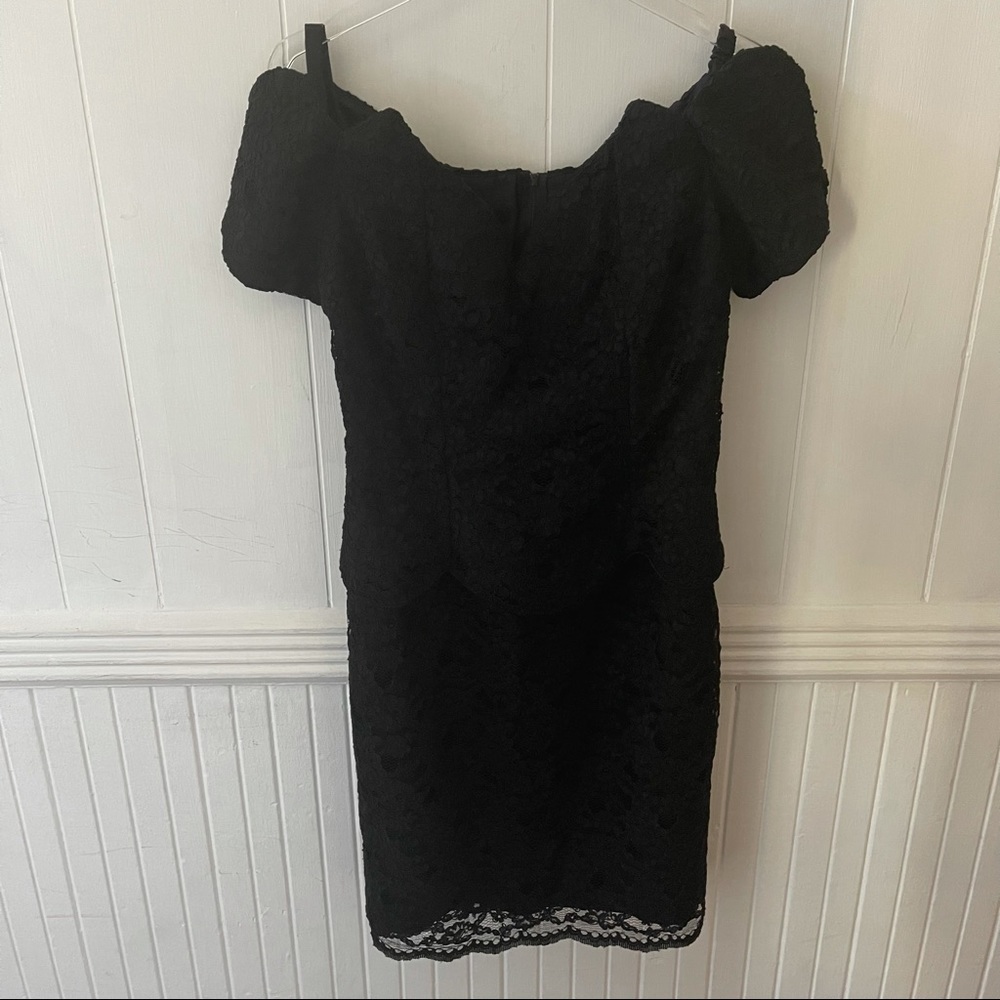 Vintage Jessica McClintock Embroidered Off The Shoulder Dress